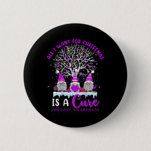 Epilepsy Awareness Ornament Christmas Tree Gnomes  2 Inch Round Button