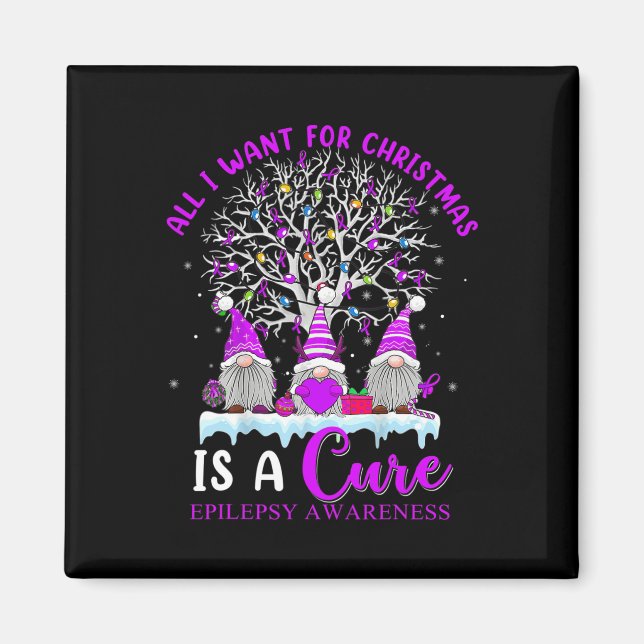 Epilepsy Awareness Ornament Christmas Tree Gnomes  Magnet (Front)