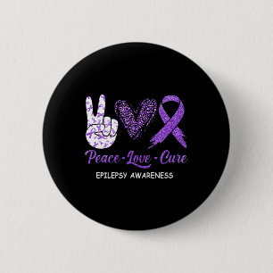 Epilepsy Awareness Peace Love Cure Leopard 2 Inch Round Button