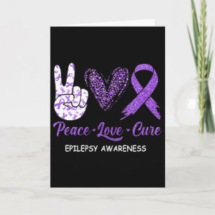 Epilepsy Awareness Peace Love Cure Leopard Card