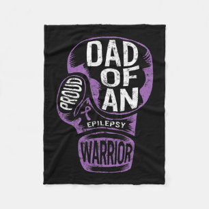 Epilepsy Awareness Proud Dad Purple Ribbon Seizure Fleece Blanket