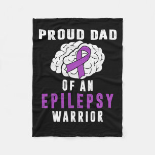 Epilepsy Awareness Proud Dad Purple Ribbon Seizure Fleece Blanket