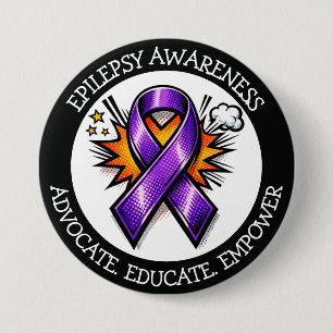 Epilepsy Awareness   Purple Awareness Ribbon 3 Inch Round Button