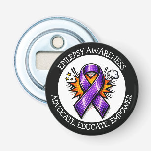 Epilepsy Awareness   Purple Awareness Ribbon Bottle Opener