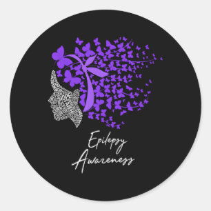 Epilepsy Awareness Purple Butterflies Classic Round Sticker