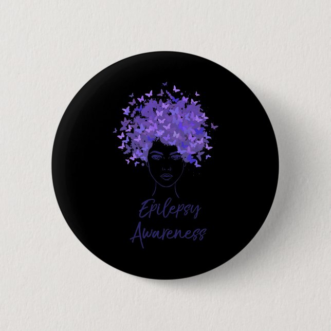 Epilepsy Awareness Purple Butterflies Gift  2 Inch Round Button (Front)