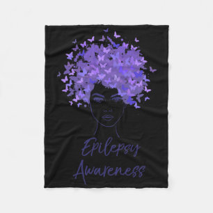 Epilepsy Awareness Purple Butterflies Gift Fleece Blanket