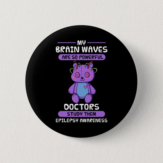Epilepsy Awareness Purple Epileptic Brain Epilepsi 2 Inch Round Button (Front)