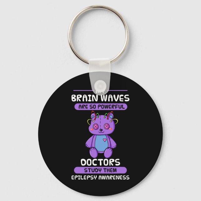 Epilepsy Awareness Purple Epileptic Brain Epilepsi Keychain (Front)