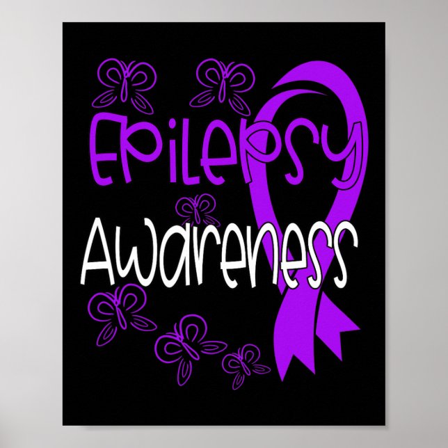 Epilepsy Awareness Purple Ribbon 3 Poster (Front)
