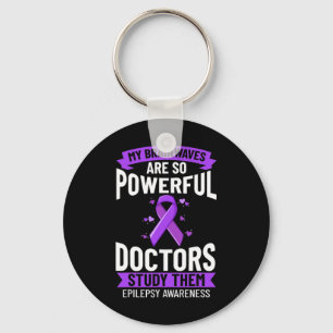 Epilepsy Awareness Purple Ribbon Bracelet Warrior Keychain