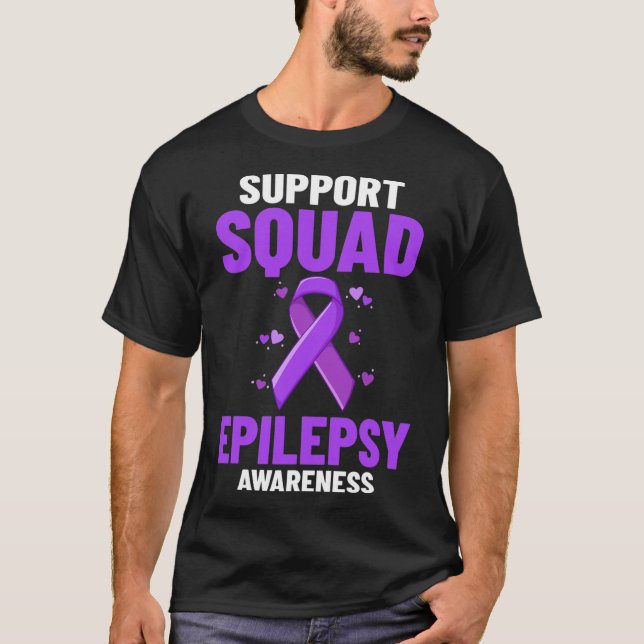 Epilepsy Awareness Purple Ribbon Bracelet Warrior  T-Shirt (Front)