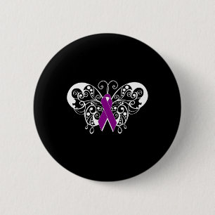 Epilepsy Awareness Purple Ribbon Butterfly 2 Inch Round Button