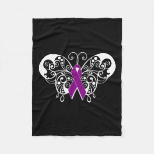 Epilepsy Awareness Purple Ribbon Butterfly Fleece Blanket