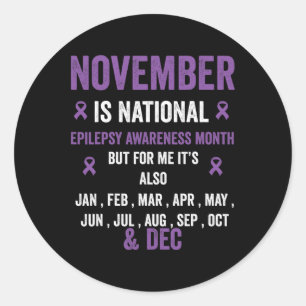 Epilepsy Awareness Purple Ribbon - Epilepsy Awaren Classic Round Sticker