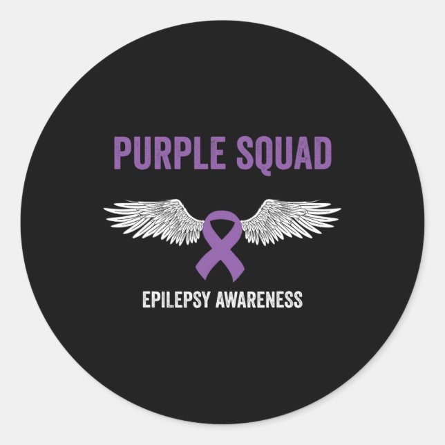 Epilepsy Awareness Purple Ribbon - Epilepsy Awaren Classic Round Sticker (Front)