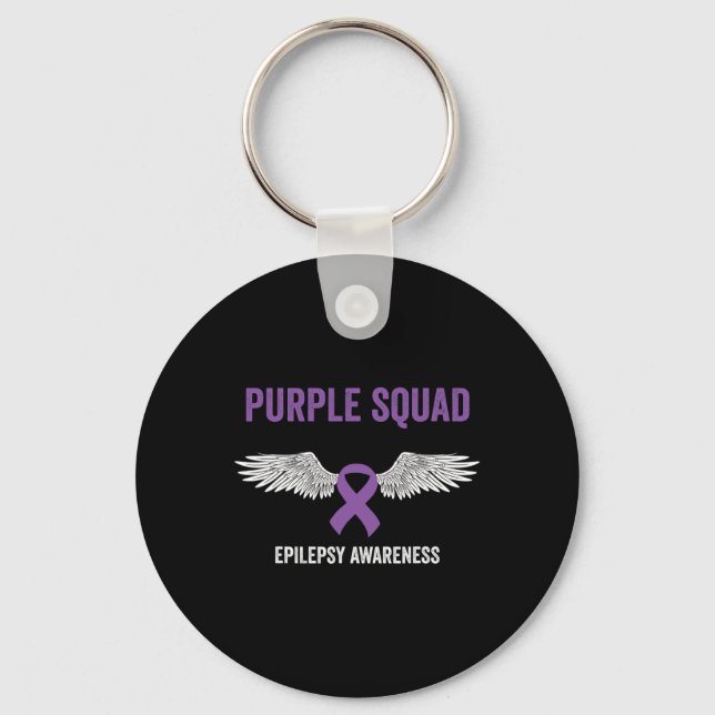 Epilepsy Awareness Purple Ribbon - Epilepsy Awaren Keychain (Front)