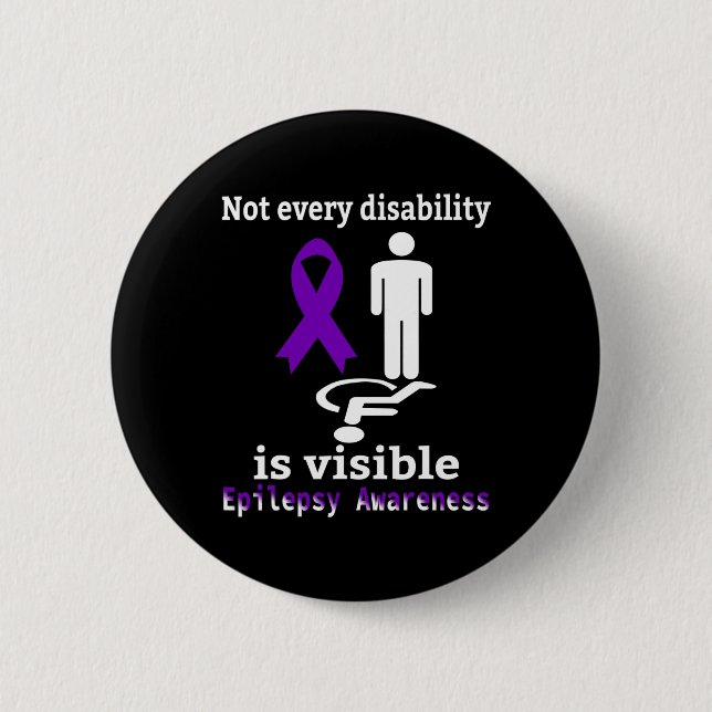 Epilepsy Awareness Purple Ribbon Epilepsy Support  2 Inch Round Button (Front)
