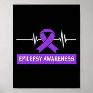 Epilepsy Awareness Purple Ribbon Heartbeat Kids an Poster