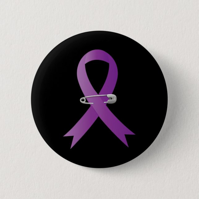 Epilepsy Awareness Purple Ribbon Super Hero  2 Inch Round Button (Front)