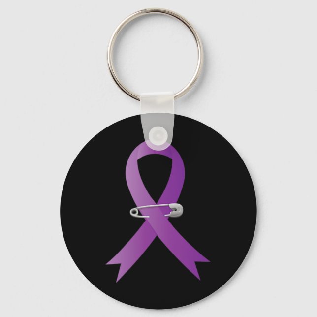 Epilepsy Awareness Purple Ribbon Super Hero  Keychain (Front)
