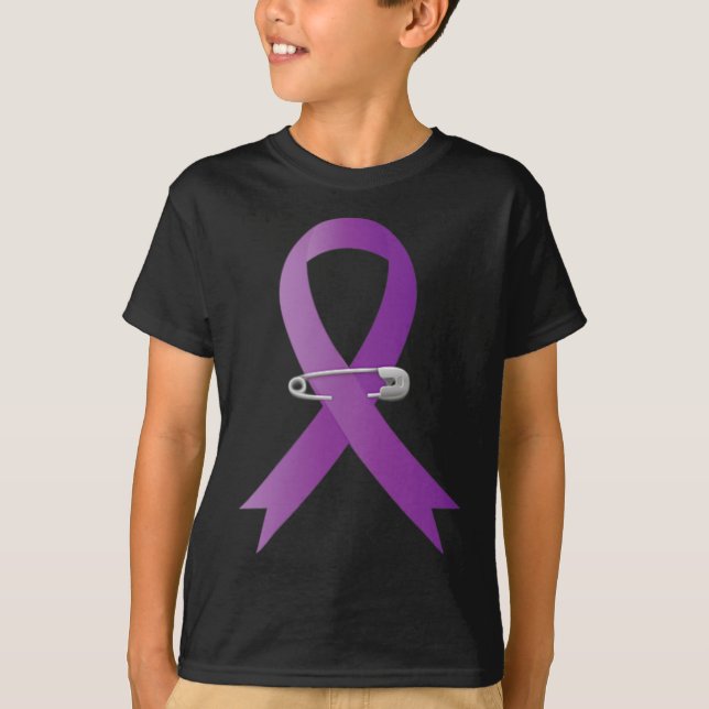 Epilepsy Awareness Purple Ribbon Super Hero  T-Shirt (Front)