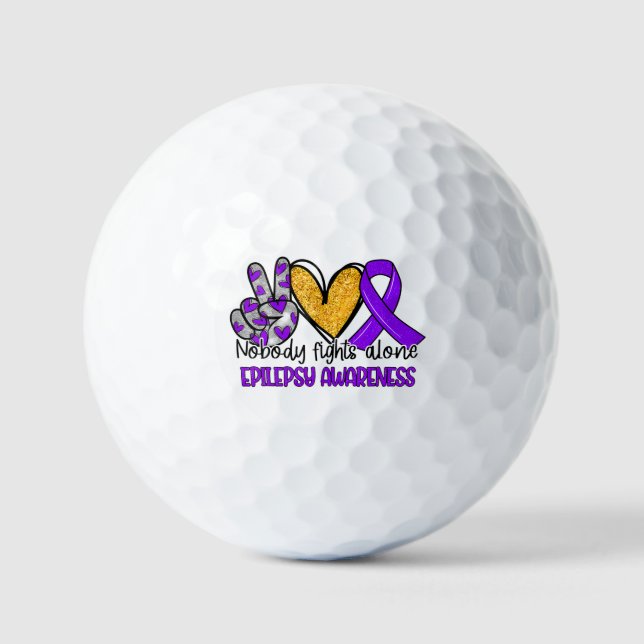 Epilepsy Awareness Purple Ribbon Support Golf Balls (Front)