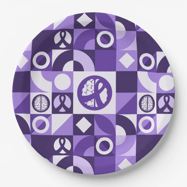 Epilepsy Awareness Purple Ribbon Tableware Paper Plate (Front)