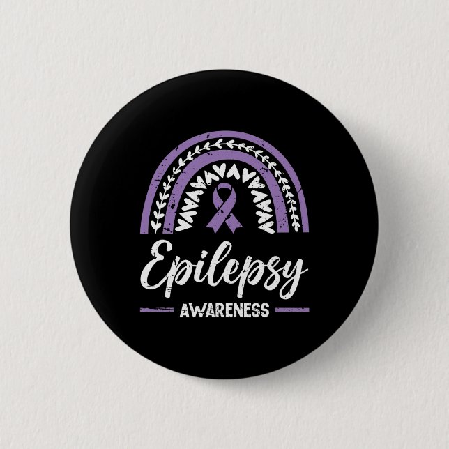 Epilepsy Awareness Rainbow  EpilepsyAwareness  2 Inch Round Button (Front)