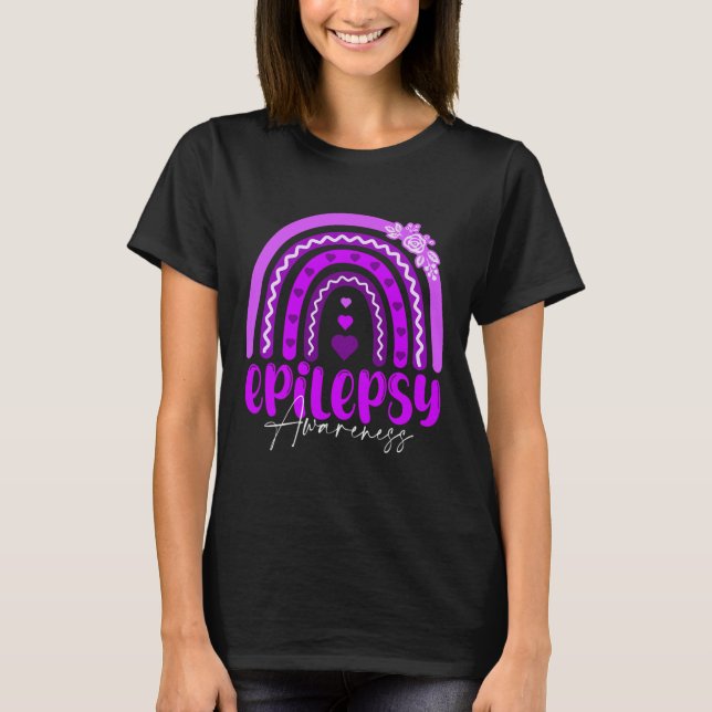 Epilepsy Awareness-Rainbow Purple .co  T-Shirt (Front)