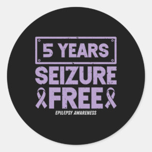 Epilepsy Awareness Ribbon 5 Years Seizure Free  Classic Round Sticker