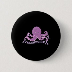 Epilepsy Awareness Ribbon Octopus 2 Inch Round Button