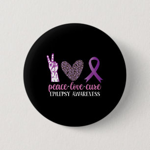 Epilepsy Awareness Ribbon Peace Love Cure 2 Inch Round Button
