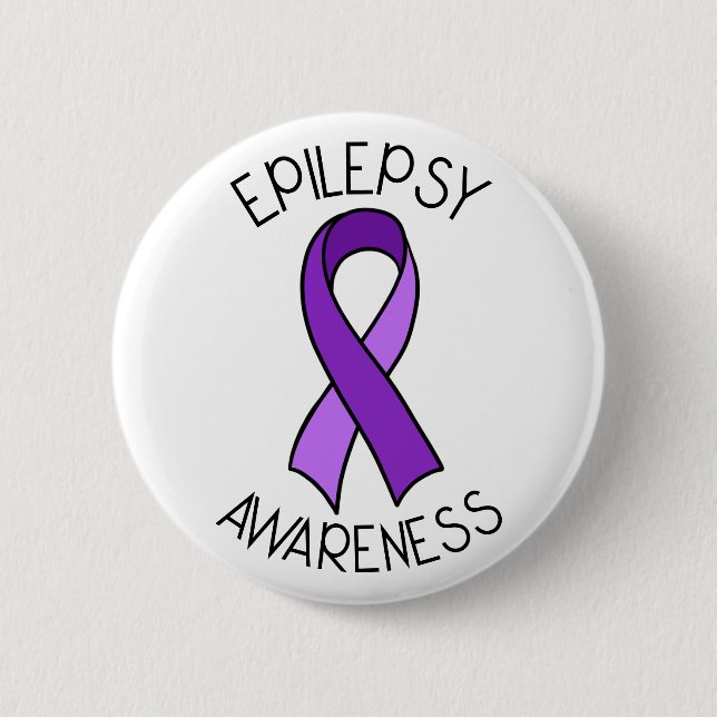 Epilepsy Awareness Ribbon Support    2 Inch Round Button (Front)