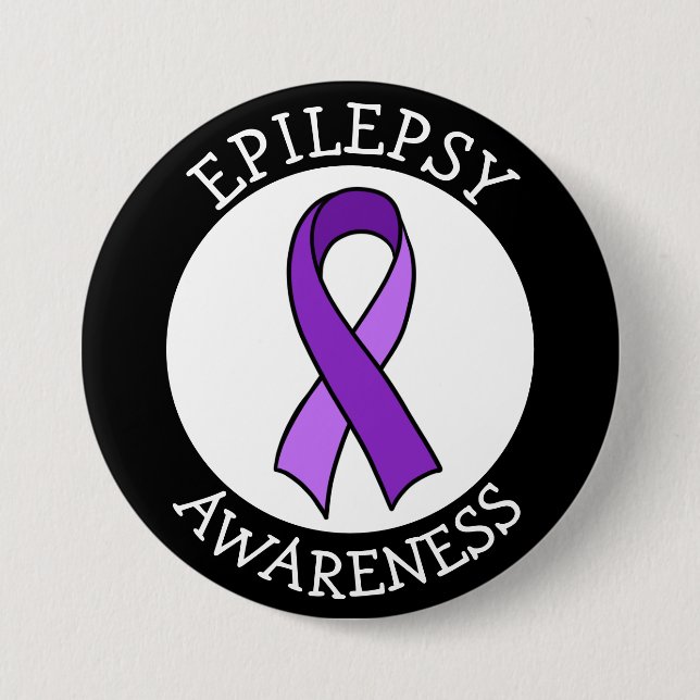 Epilepsy Awareness Ribbon Support   3 Inch Round Button (Front)