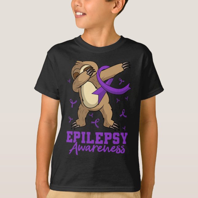 Epilepsy Awareness Sloth Dabbing Epileptic Epileps T-Shirt (Front)