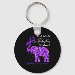 Epilepsy Awareness Sunflower Elephant Be Kind  Keychain