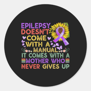Epilepsy awareness sunflower warrior purple vinta classic round sticker