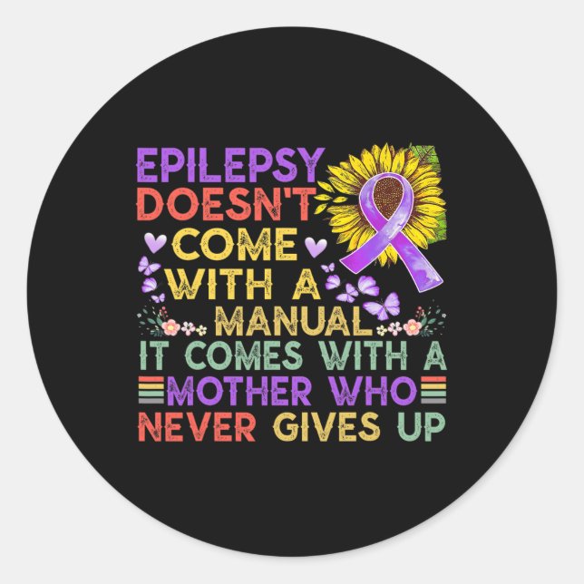 Epilepsy awareness sunflower  warrior purple vinta classic round sticker (Front)