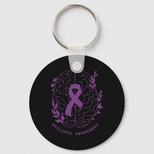 Epilepsy Awareness Support Epilepsy Purple Ribbon Keychain