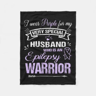 Epilepsy Awareness Support Husband Warrior Walk Ru Fleece Blanket