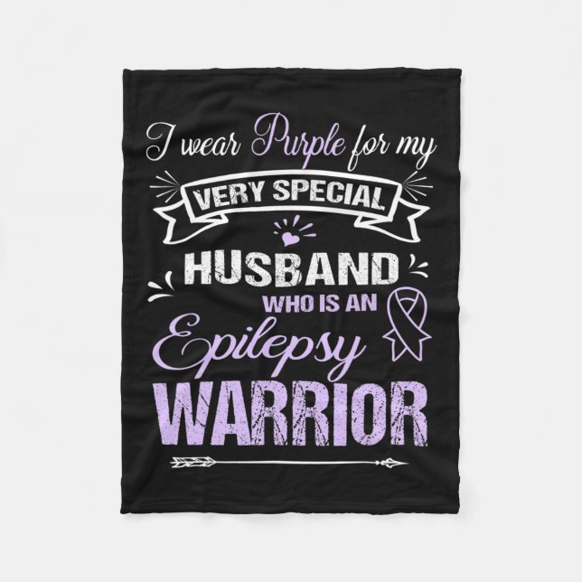Epilepsy Awareness Support Husband Warrior Walk Ru Fleece Blanket (Front)