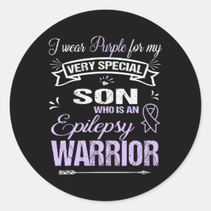 Epilepsy Awareness Support Son Warrior Walk Run  Classic Round Sticker