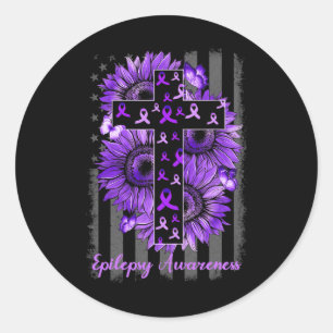 Epilepsy Awareness Supporter Warrior Sunflower  Classic Round Sticker
