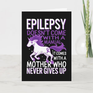 Epilepsy Awareness Unicorn Purple Ribbon Seizure D Card