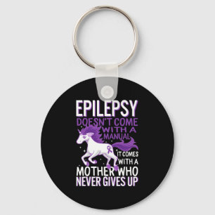 Epilepsy Awareness Unicorn Purple Ribbon Seizure D Keychain
