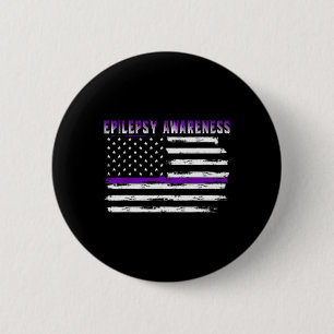 Epilepsy Awareness Usa Flag American Epilepsy Supp 2 Inch Round Button