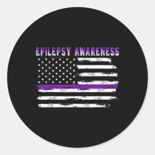 Epilepsy Awareness USA Flag American Epilepsy Supp Classic Round Sticker
