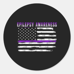 Epilepsy Awareness Usa Flag American Epilepsy Supp Classic Round Sticker