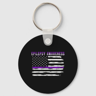 Epilepsy Awareness Usa Flag American Epilepsy Supp Keychain